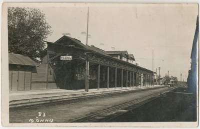 Photo postcard. Railway station in Pärnu  duplicate photo