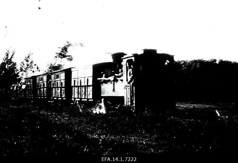 A narrow-minded train that lucks passengers from the port of Romassaare in Kuressaarde.