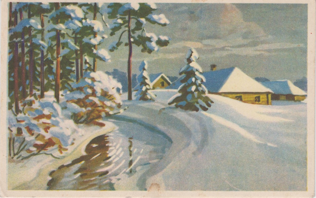 Värviline postkaart. R. Kirit: Talvemaastik.