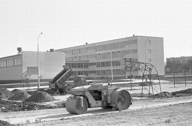 View of Tallinn. A newly completed schoolhouse.