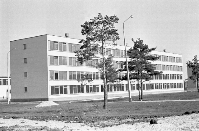 View of Tallinn. A newly completed schoolhouse.