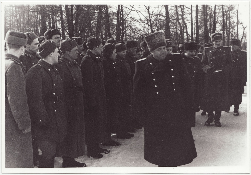Tallinna sõjaväestatud tuletõrje komandode riviline ülevaatus, 1955.a.