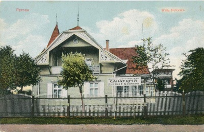 Printing card, colored. Petersen villa in Pärnu County.  duplicate photo