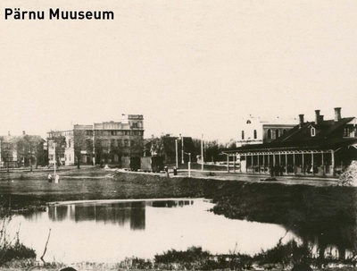 Photocopy, View of the newly completed railway station in Pärnu at the turn of the century  similar photo