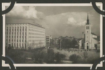 The Freedom Square, view of the EEKS house and the church of Jaan from Harjumägi.  duplicate photo