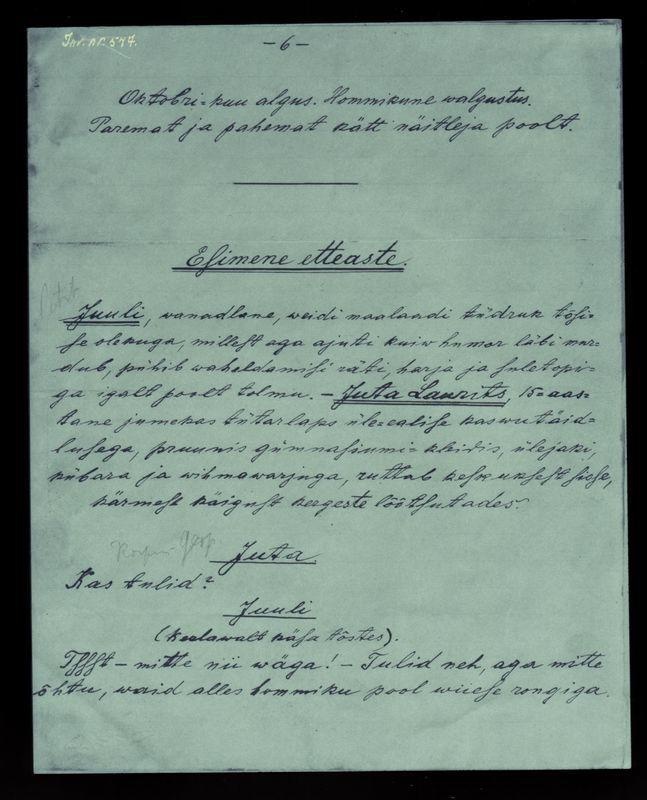 "Tabamata ime" käsikirja lehekülg