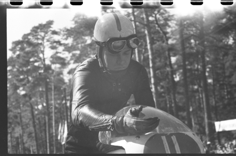 Kalevi Suursõit on the Pirita-Kose-Kloostrimetsa circular track. Motorcycle. 1969 Kalev Suursõit. Boris Judin, Moscow AKSK.
