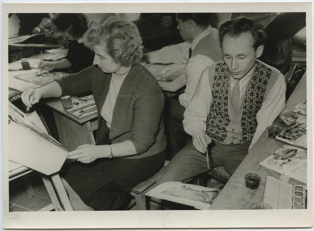 Seminari II grupp akvarelli tunnis Tartu Kuntikoolis 13.-18. jaan. 1964.