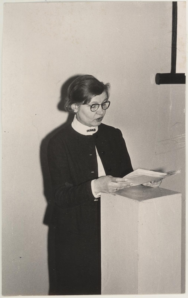 Anton Starkopfi mälestusõhtu lektooriumis 22. apr. 1967. Ettekanne teaduslikult sekretärilt Tiina Nurgalt.