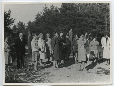 Rahvaülikooli II lend ekskursioonil Tallinna ja Taeblasse 7. juunil 1964. Ants Laikmaa Majamuueumi lähedal.  similar photo