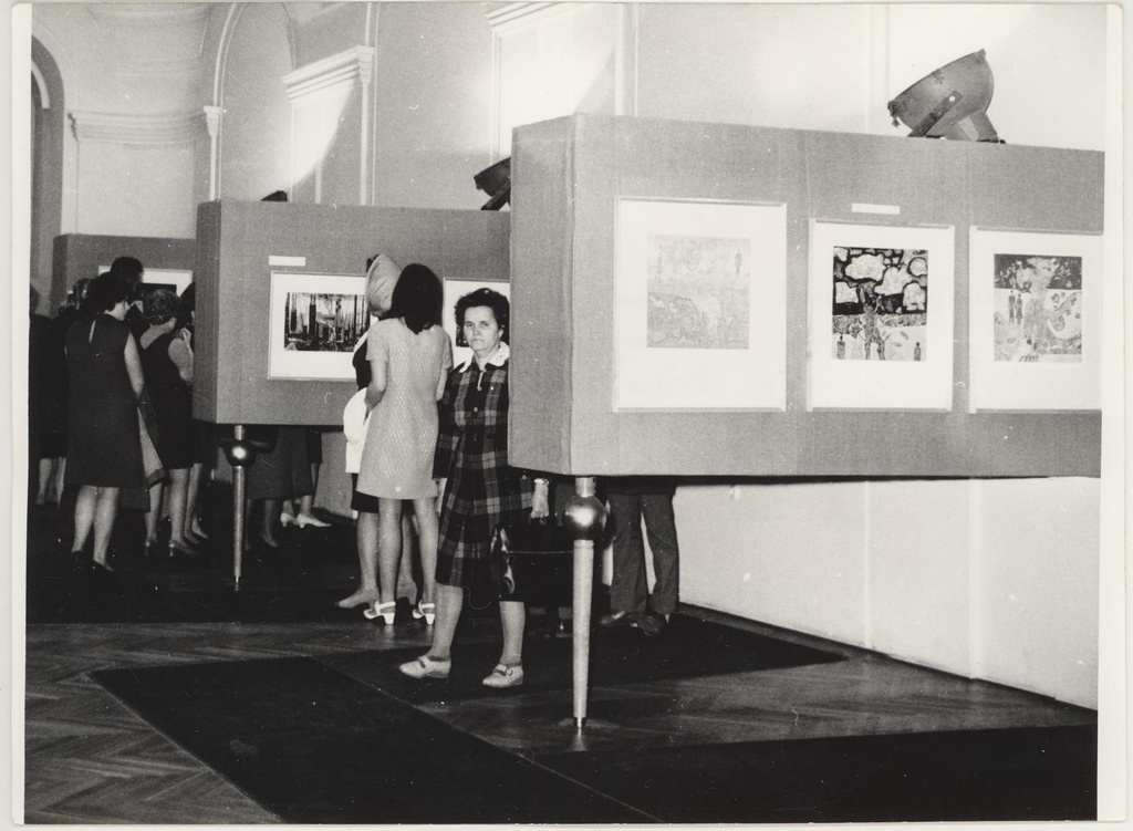 Eesti nõukogude graafika näituse avamine Brno Töölisliikumise Muuseumis 17. nov. 1969. Vaade näitusele.