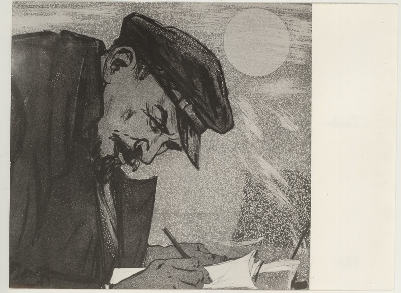 Eksponaate näituselt: E. Okas - Ražlivis. Sarjast "V.I. Lenin." Kuivnõel, akvatinta. 1964