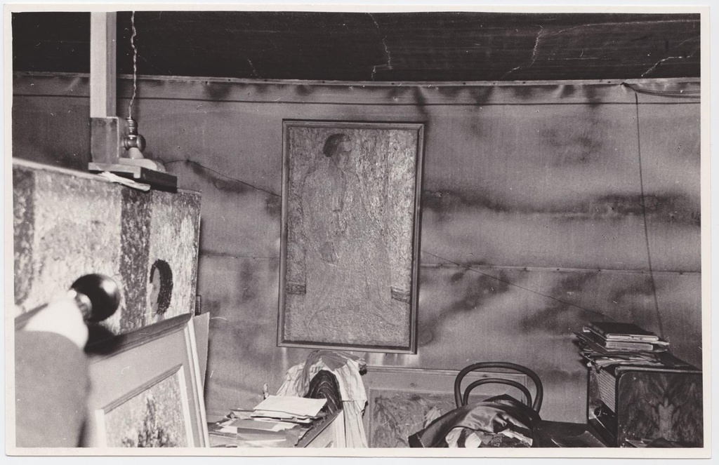 Ellinor Aiki ateljee pärast tulekahju 25.10.1969. Pildistas T. Ilomets kell 23.30