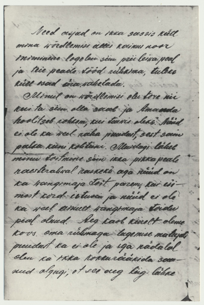 fotokoopia, J. Tombi kiri vanematele Tallinna vanglast, 1924