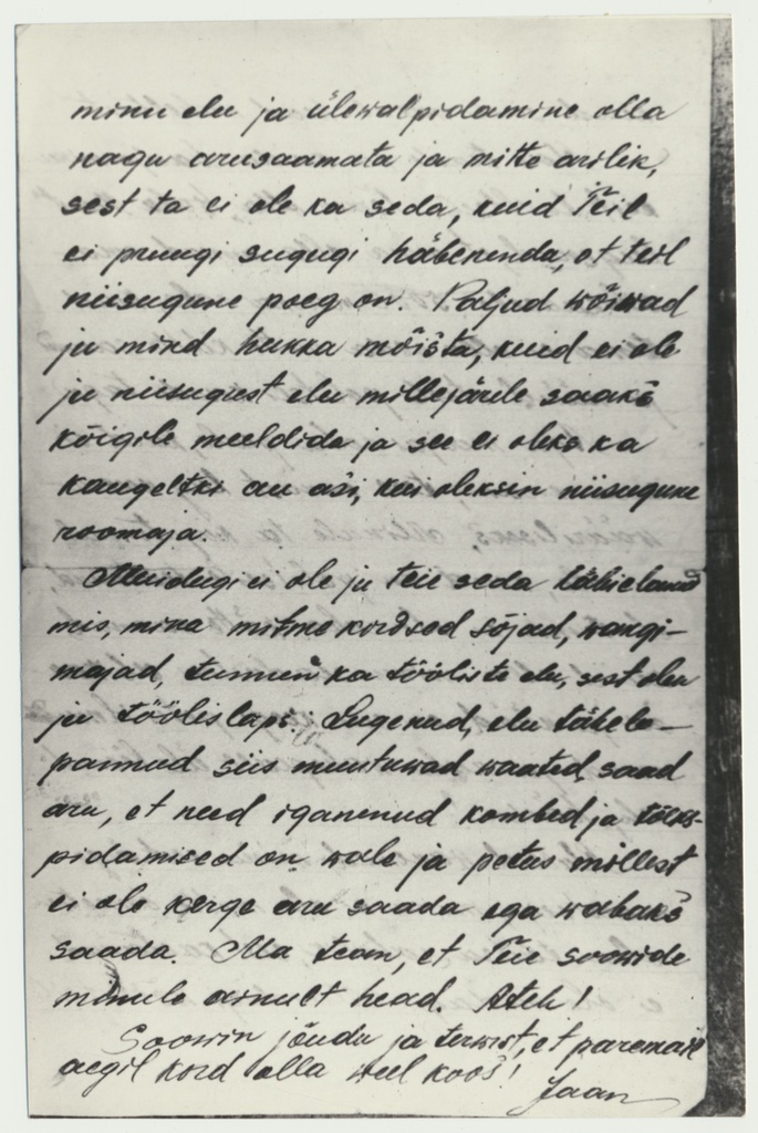 fotokoopia, J. Tombi kiri vanematele Tallinna vanglast, 1924