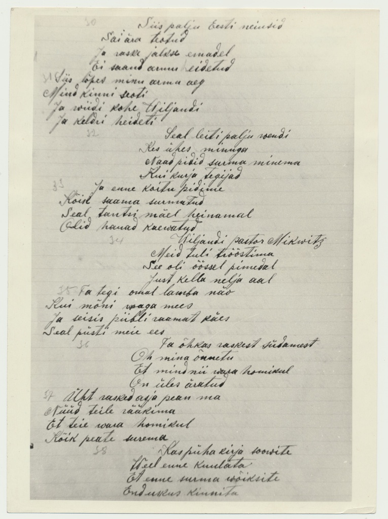 fotokoopia, Tarvastu Lauluraamat, osa käsikirjast, u 1905