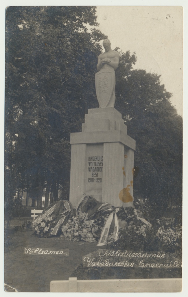 foto, Vabadussõjas langenute mälestussammas, Põltsamaa, u 1927, foto A. Mik