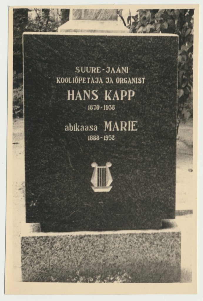 foto, Viljandimaa, Suure-Jaani, Hans ja Marie Kapp, hauakivi, u 1960