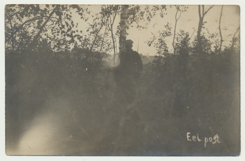 foto, Pärnu?, 9. jalaväepolk, sõdur eelpostil, 1919, foto Tamm