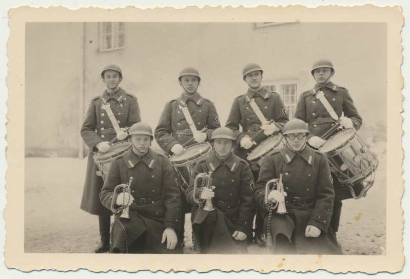 foto, Viljandi, Sakala Partisanide Pataljon, trummarid, fanfaristid, 1940