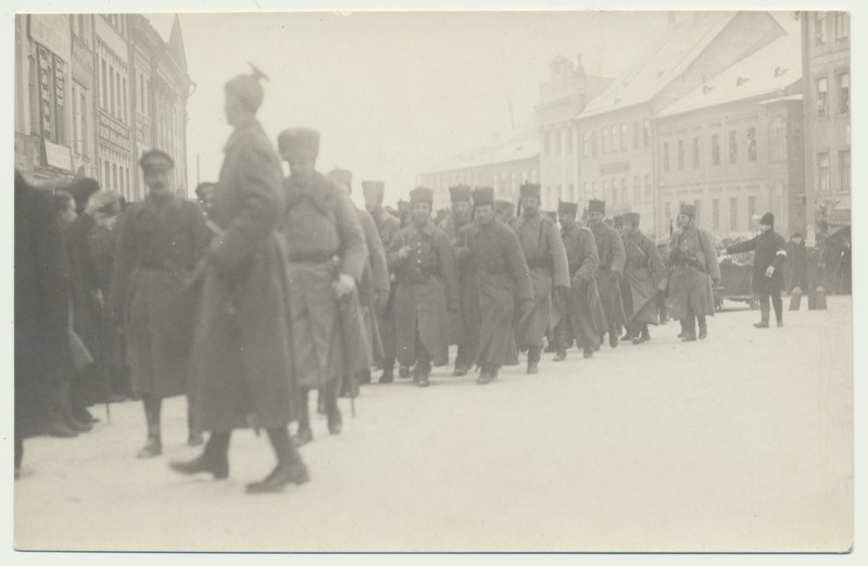 foto, Tartu, Saksa okupatsiooniväe kolonn, 23.02.1918
