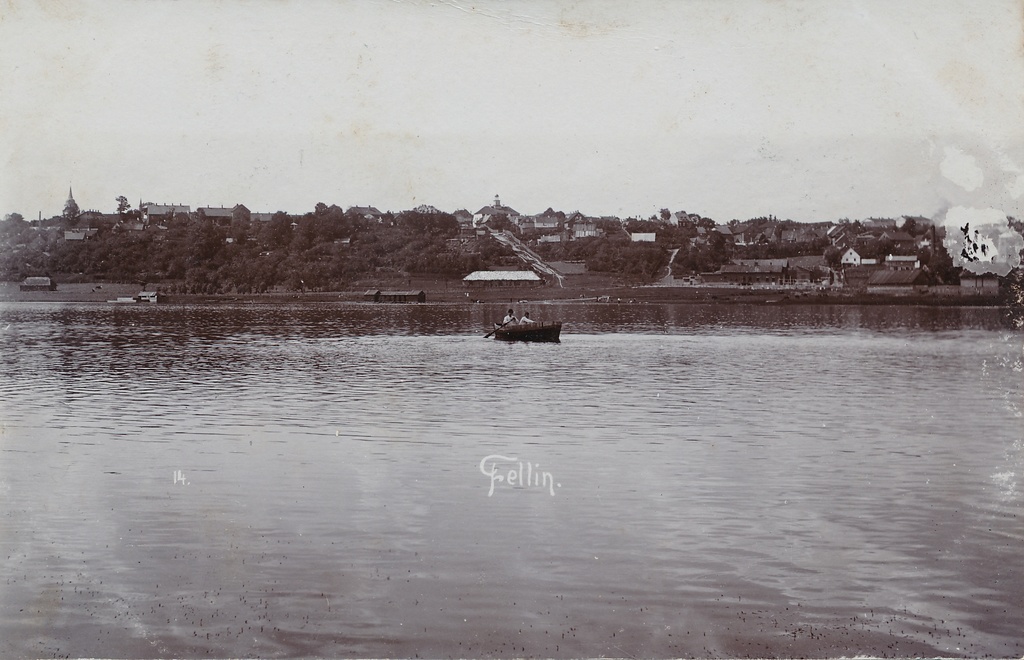 foto, Viljandi linn, vaade järvelt, Trepimäe ehitus, u 1902