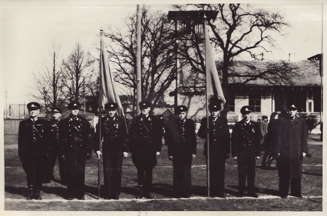 Pärnu Fire Control Board line with two flags in 1949.