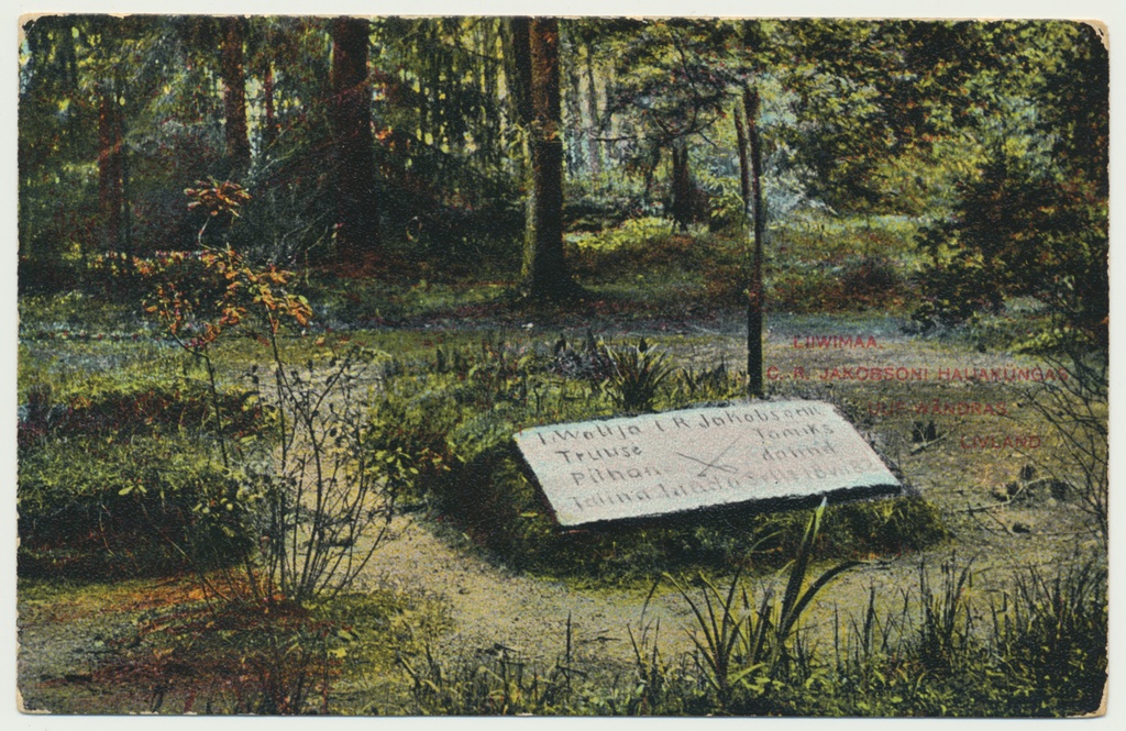 koloreeritud trükipostkaart, Kurgja, C.R. Jakobsoni haud, u 1910