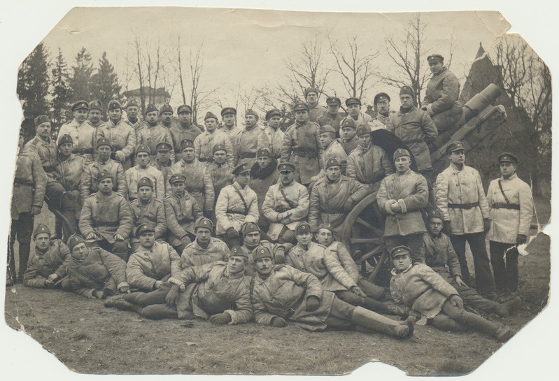 foto, Eesti Vabadussõda, suurtükiväelased, grupp, u 1919