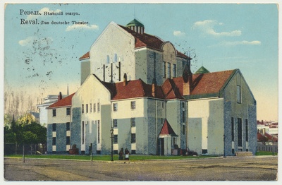 värviline trükipostkaart, Tallinn, Pärnu mnt 5, Saksa teater, u 1910  duplicate photo