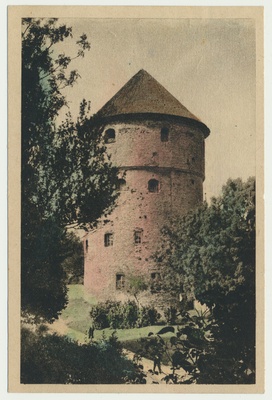 värviline trükipostkaart, Tallinn, kaitsetorn Kiek in de Köck, u 1935, foto ateljee H. Tammet  duplicate photo