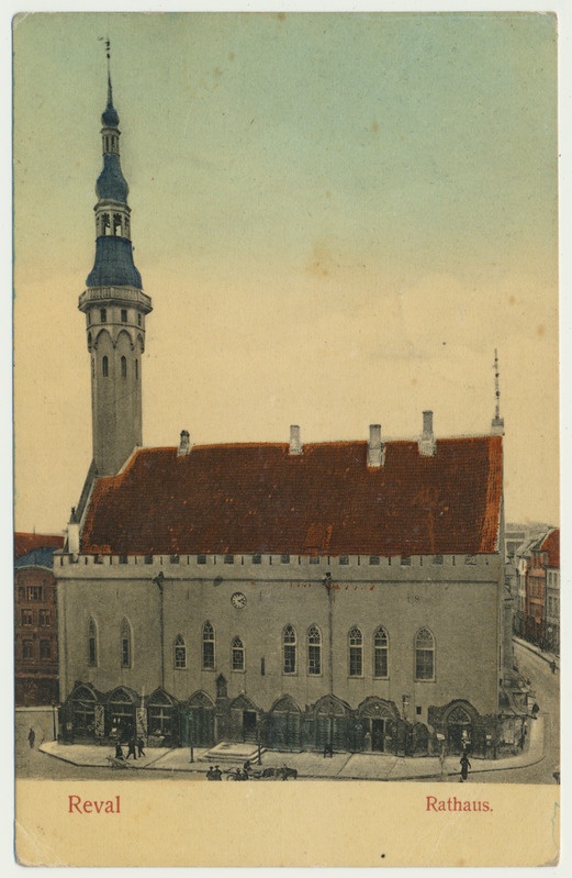 värviline trükipostkaart, Tallinn, raekoda, u 1910, kirjastus von M. Levinthal
