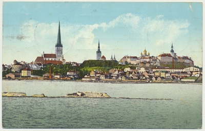 värviline trükipostkaart, Tallinn, vaade merelt, u 1913, kirjastus von der Ley  duplicate photo