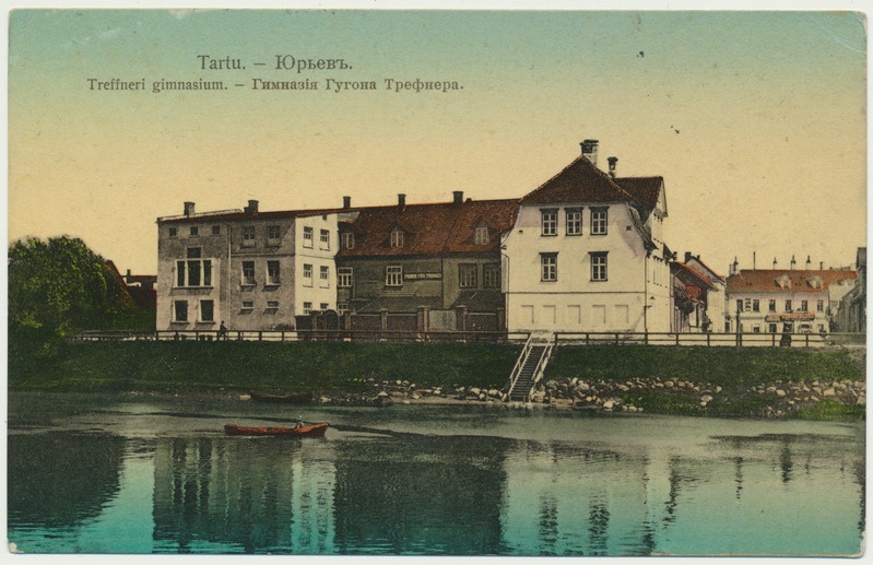 värviline trükipostkaart, Tartu, H. Treffneri gümnaasiim, u 1910, J. Jaik' kirjastus