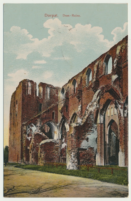 värviline trükipostkaart, Tartu, Toomkiriku varemed, u 1905, kirjastaja J. Solba