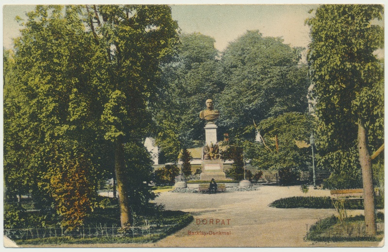 värviline trükipostkaart, Tartu, Barclay de Tolly monument, u 1905, kirjastaja V.J. Solba
