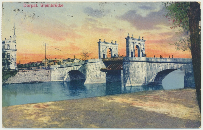 värviline trükipostkaart, Tartu, Kivisild, u 1910, kirjastaja J. Solba