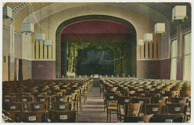 värviline trükipostkaart, Tartu, teater Vanemuine, saal, u 1908, kirjastaja K. Sööt
