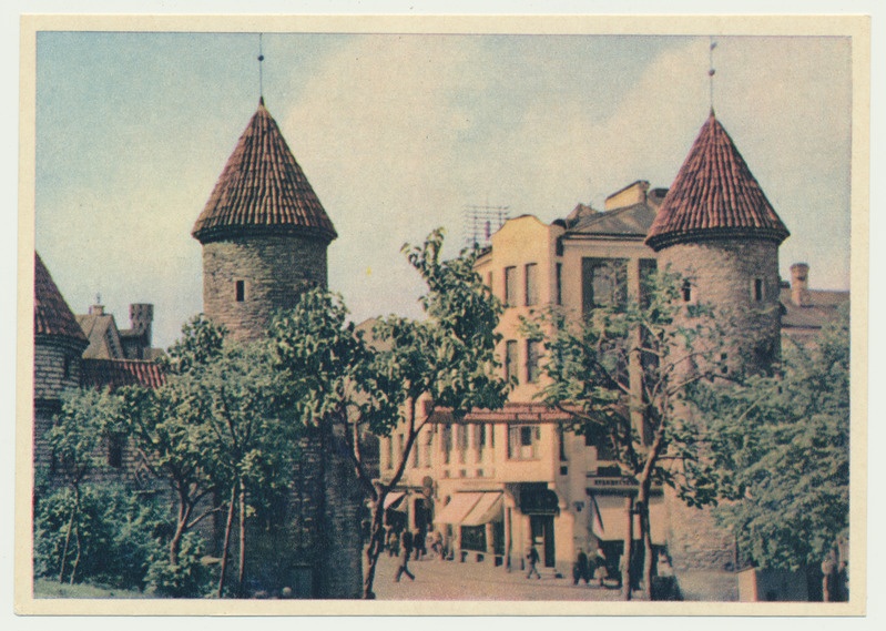 värviline trükipostkaart, Tallinn, Viru värav, 1953