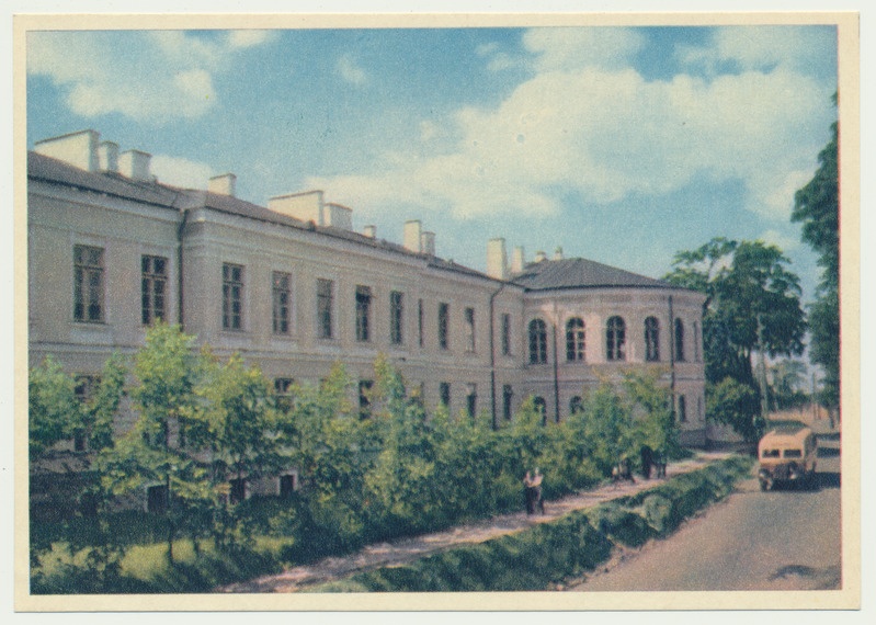 värviline trükipostkaart, Tartu, Uus Anatoomikum, 1953, foto E. Ignatovitš