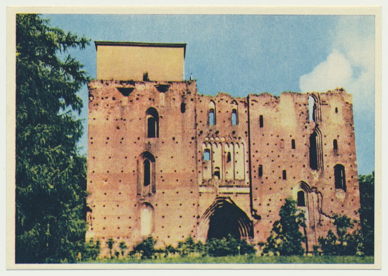 värviline trükipostkaart, Tartu, Toomkiriku varemed, 1953, foto E. Ignatovitš