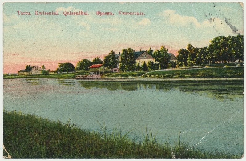värviline trükipostkaart, Tartumaa, Emajõgi, Kwissentali asundus, u 1910, kirjastaja J. Jaik