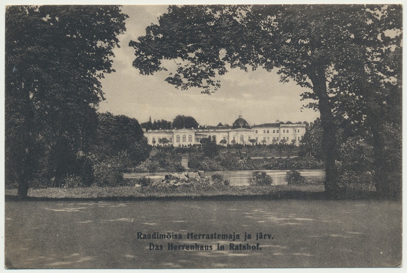 trükipostkaart, Tartumaa, Raadi mõis, peahoone, park, u 1923, foto V. Markus