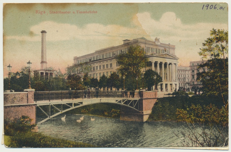 värviline trükipostkaart, Riia, Linnateater, u 1906