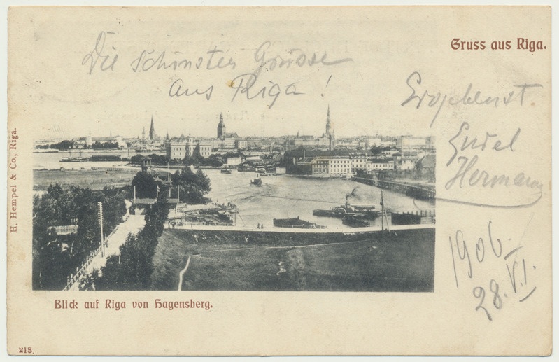 trükipostkaart, Riia, üldvaade, u 1905, kirjastaja H. Hempel & Co