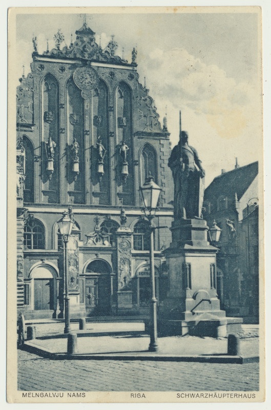 trükipostkaart, Riia, Mustpeade maja, u 1925