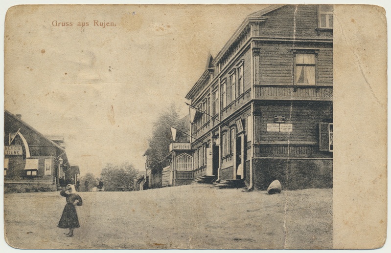 trükipostkaart, Lätimaa, Ruhja peatänav, u 1915, kirjastaja W. Schkinkis