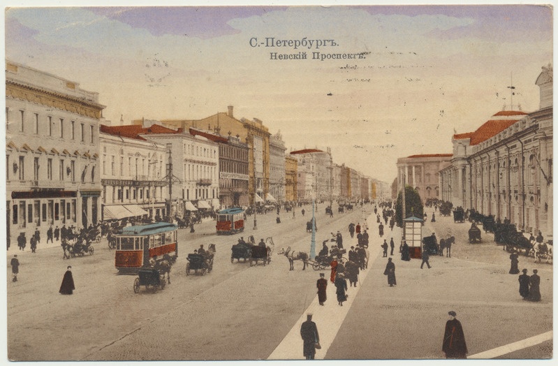 värviline trükipostkaart, Peterburi, Nevski prospekt, u 1910