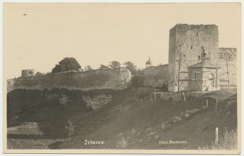 fotopostkaart, Petserimaa, Ibroška, linnuse varemed, u 1930, foto A. Neumann