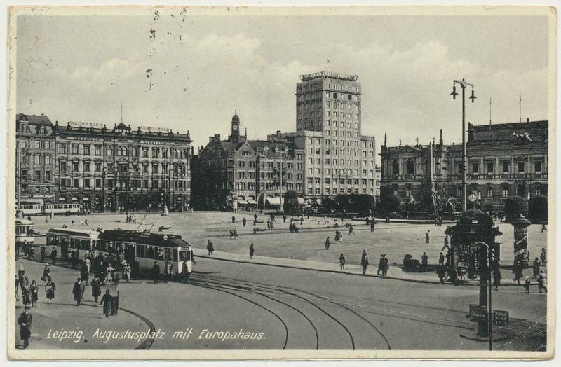 fotopostkaart, Saksamaa, Leipzig, Augustuse väljak, u 1930